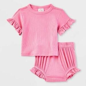 Cat & Jack Ribbed Top & Bottom Set, 18M, Pink (2 pc set)